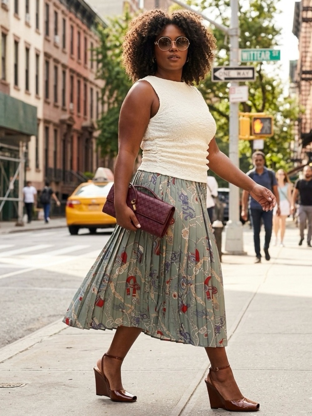 VINTAGE PLEATED MIDI SKIRT